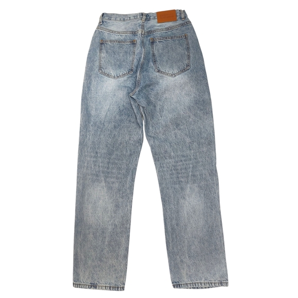 Princess Polly Holly Asymmetric Straight Leg Jean Light Wash Denim Womens Size 4 - Picture 8 of 9